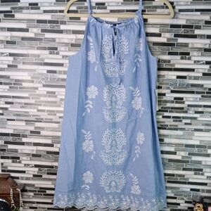 Haven Well Within NWT Ice Blue Embroidered Sleeveless Dress Medium